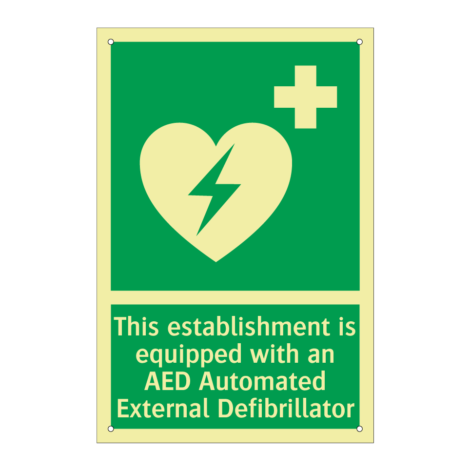 This establishment is equipped with an AED Automated External Defibrillator