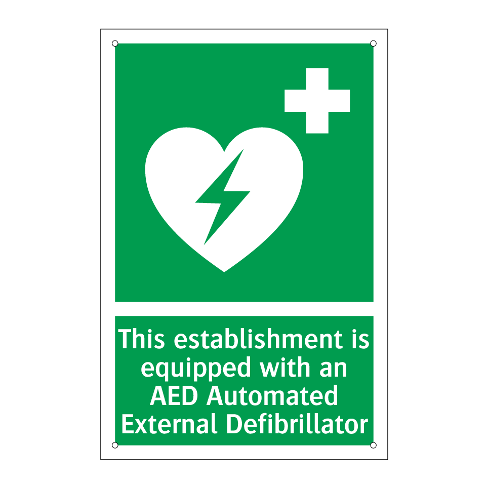 This establishment is equipped with an AED Automated External Defibrillator