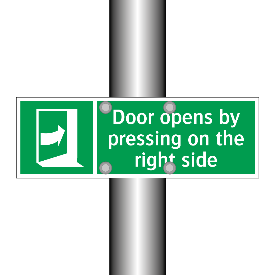 Door opens by pressing on the right side
