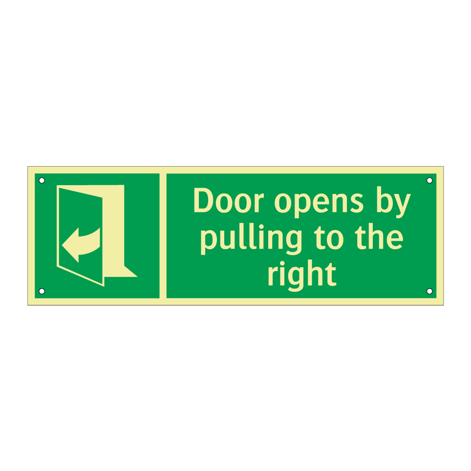 Door opens by pulling to the right