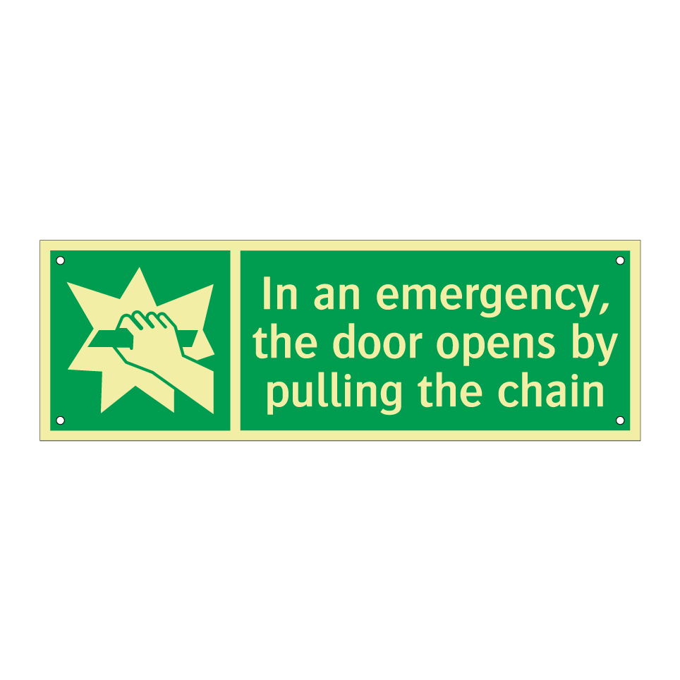 In an emergency, the door opens by pulling the chain