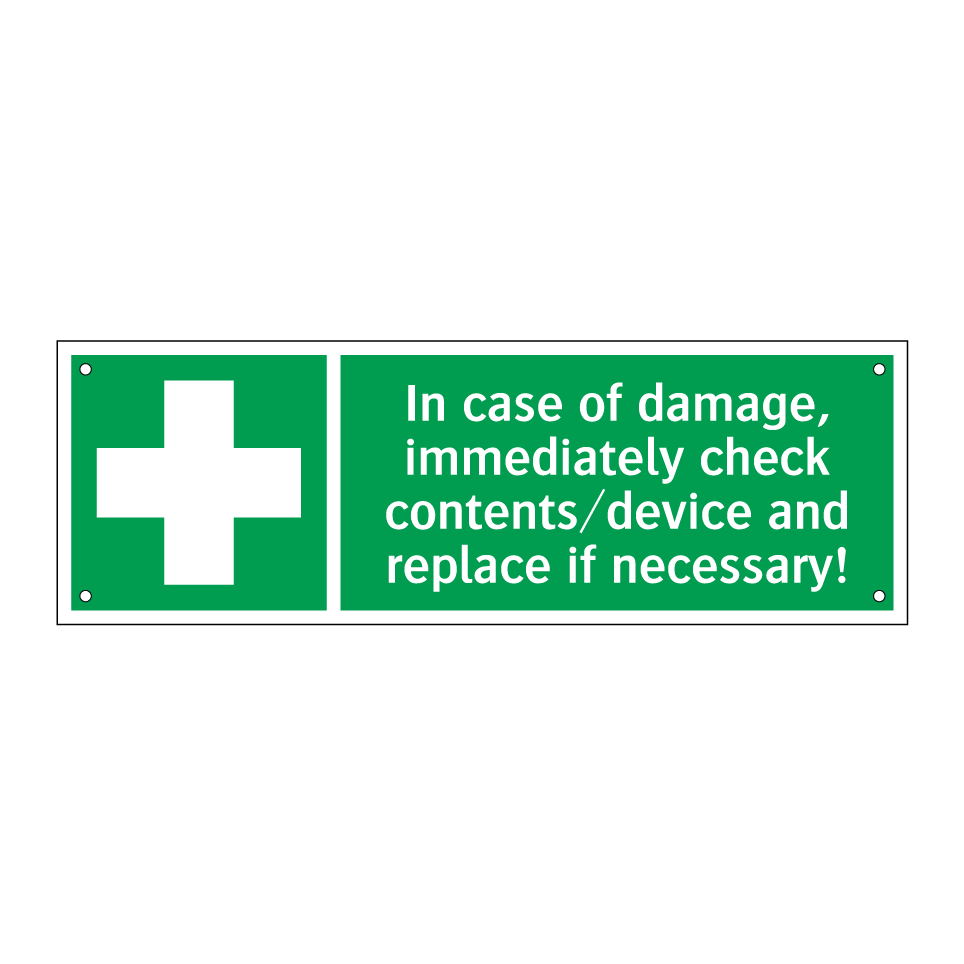 In case of damage, immediately check contents/device and replace if necessary!