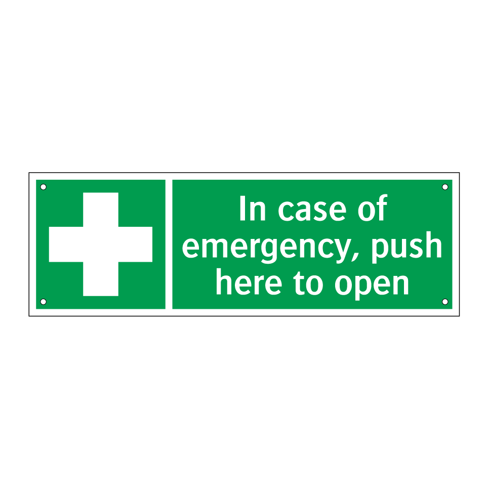 In case of emergency, push here to open