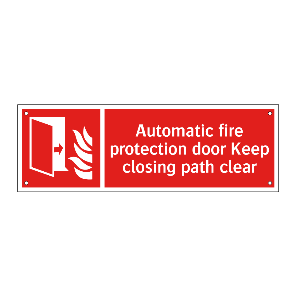 Automatic fire protection door Keep closing path clear