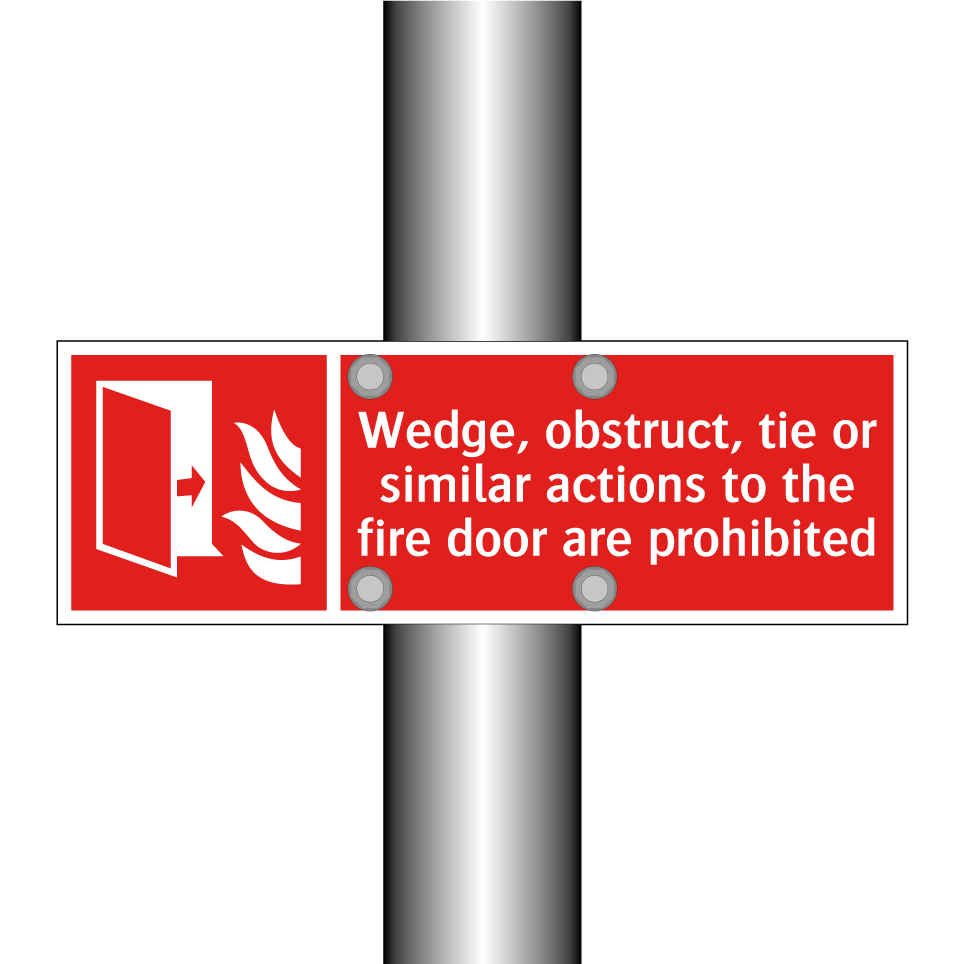 Wedge, obstruct, tie or similar actions to the fire door are prohibited