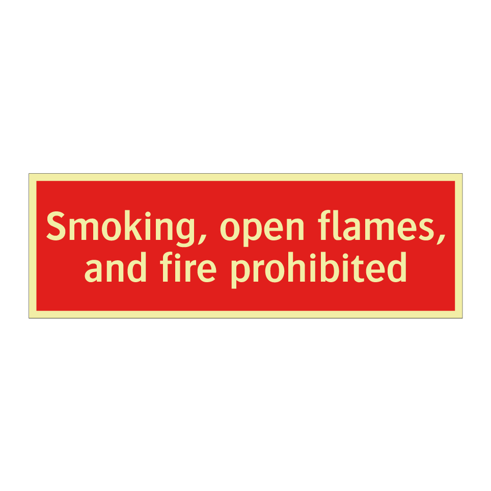 Smoking, open flames, and fire prohibited