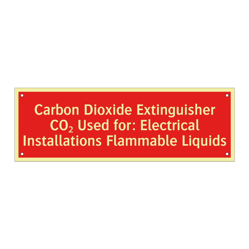 Carbon Dioxide Extinguisher CO₂ Used for: Electrical Installations Flammable Liquids