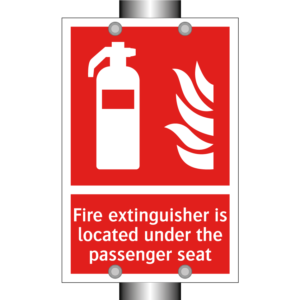 Fire extinguisher is located under the passenger seat