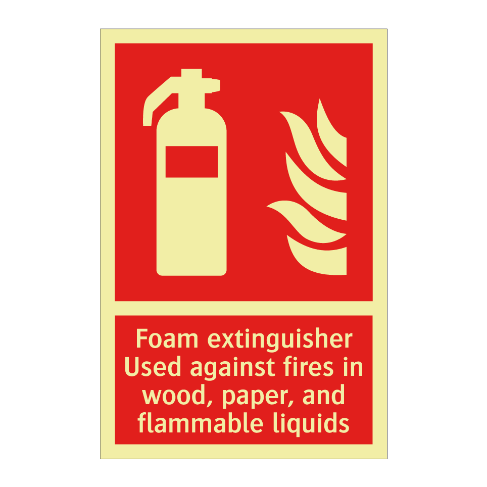 Foam extinguisher Used against fires in wood, paper, and flammable liquids