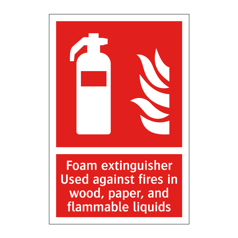 Foam extinguisher Used against fires in wood, paper, and flammable liquids