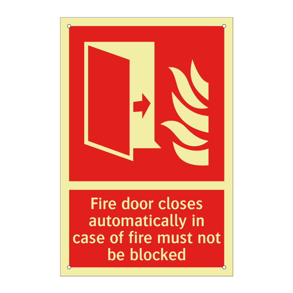 Fire door closes automatically in case of fire must not be blocked