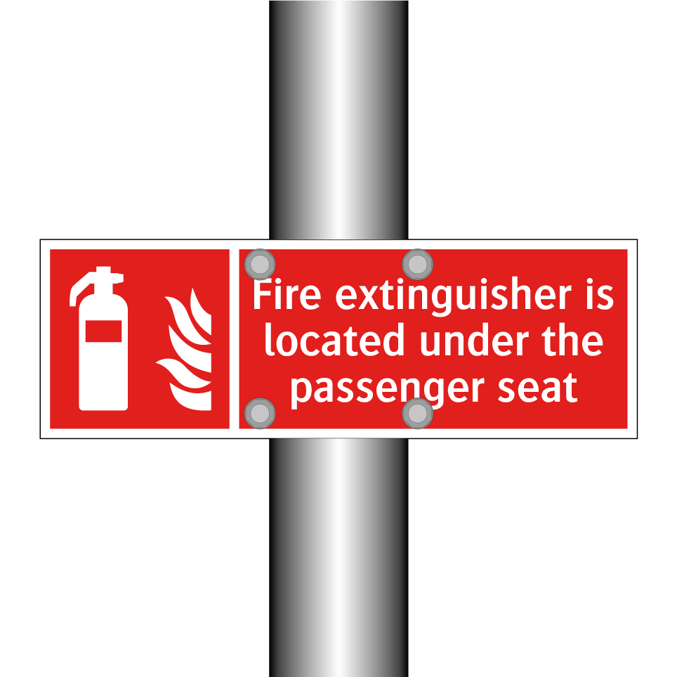 Fire extinguisher is located under the passenger seat