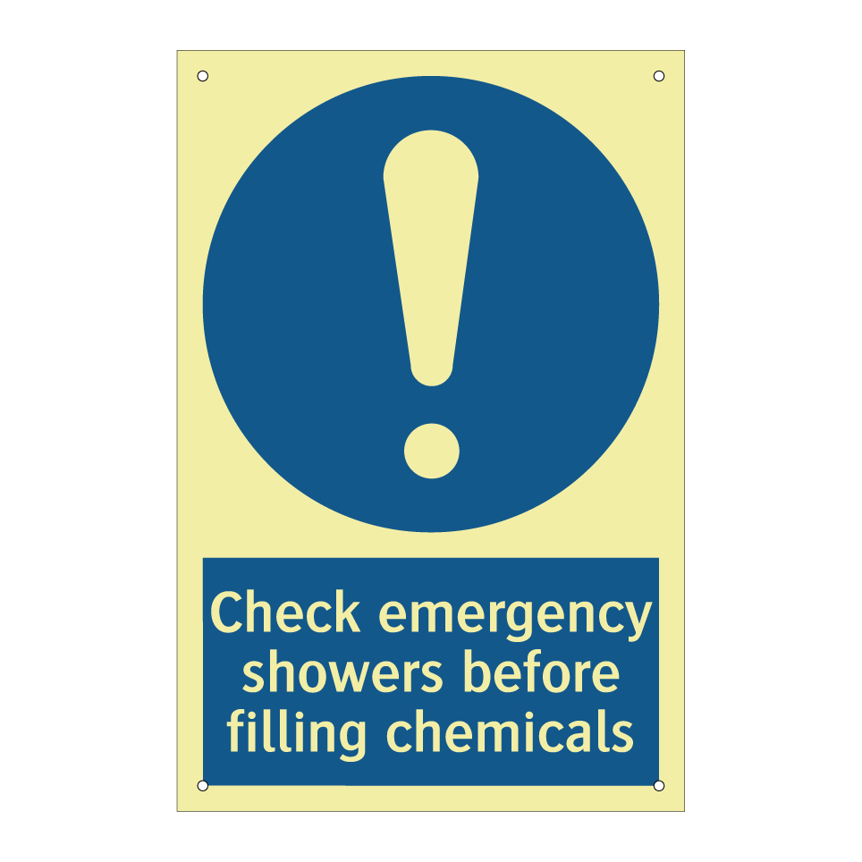 Check emergency showers before filling chemicals