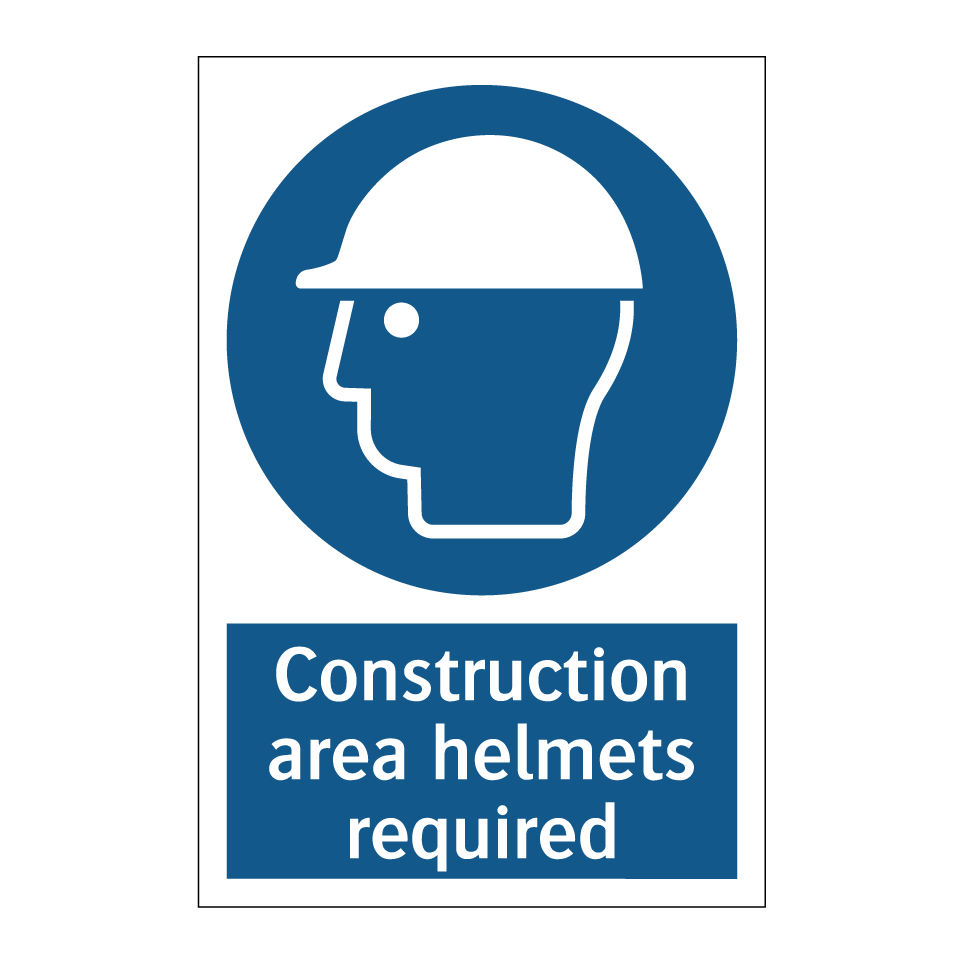 Construction area helmets required