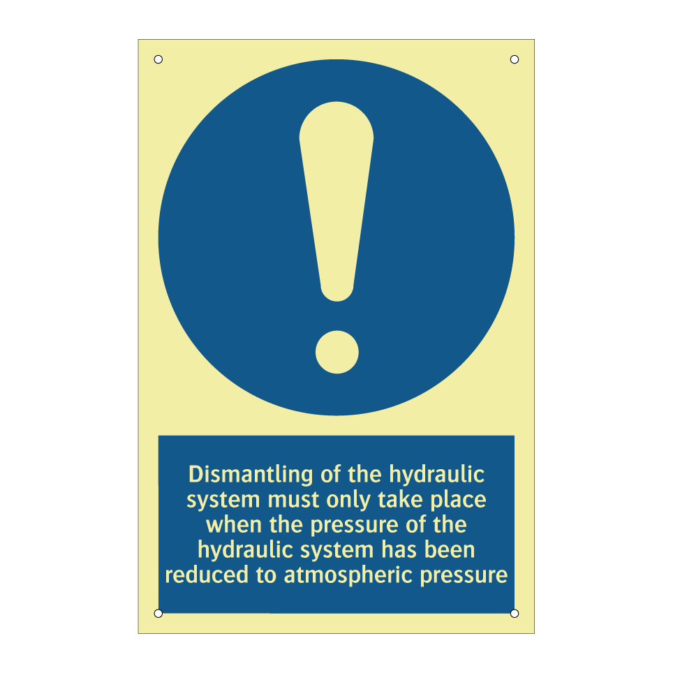 Dismantling of the hydraulic system must only take place when the pressure of the hydraulic system has been reduced to atmospheric pressure