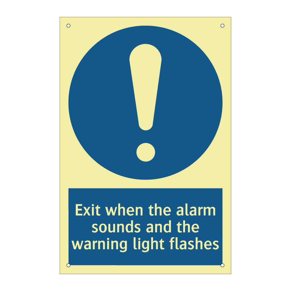Exit when the alarm sounds and the warning light flashes