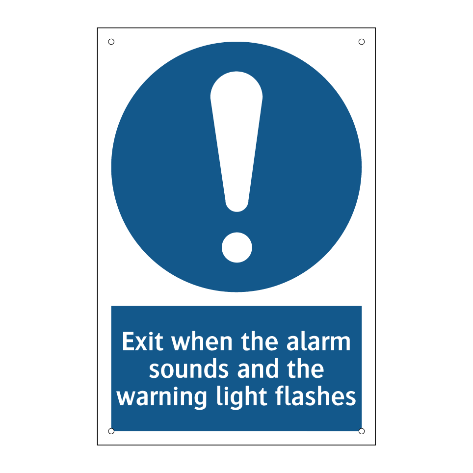 Exit when the alarm sounds and the warning light flashes