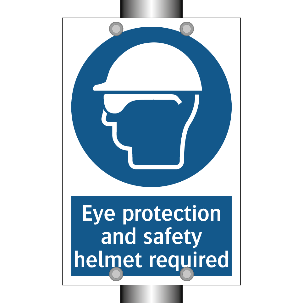 Eye protection and safety helmet required