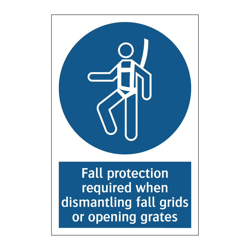 Fall protection required when dismantling fall grids or opening grates