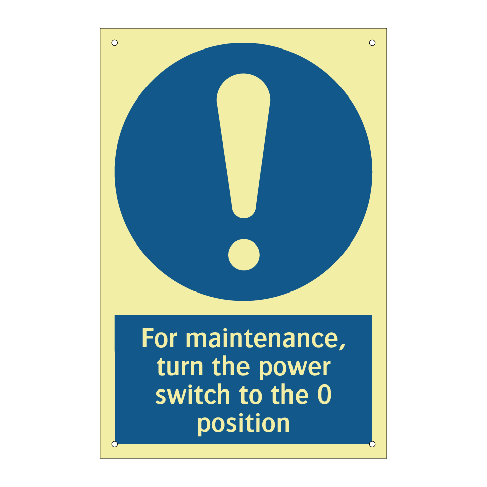 For maintenance, turn the power switch to the 0 position