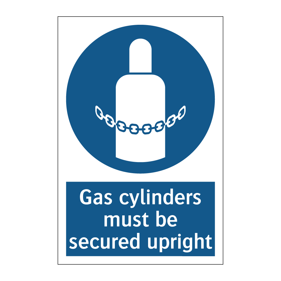 Gas cylinders must be secured upright