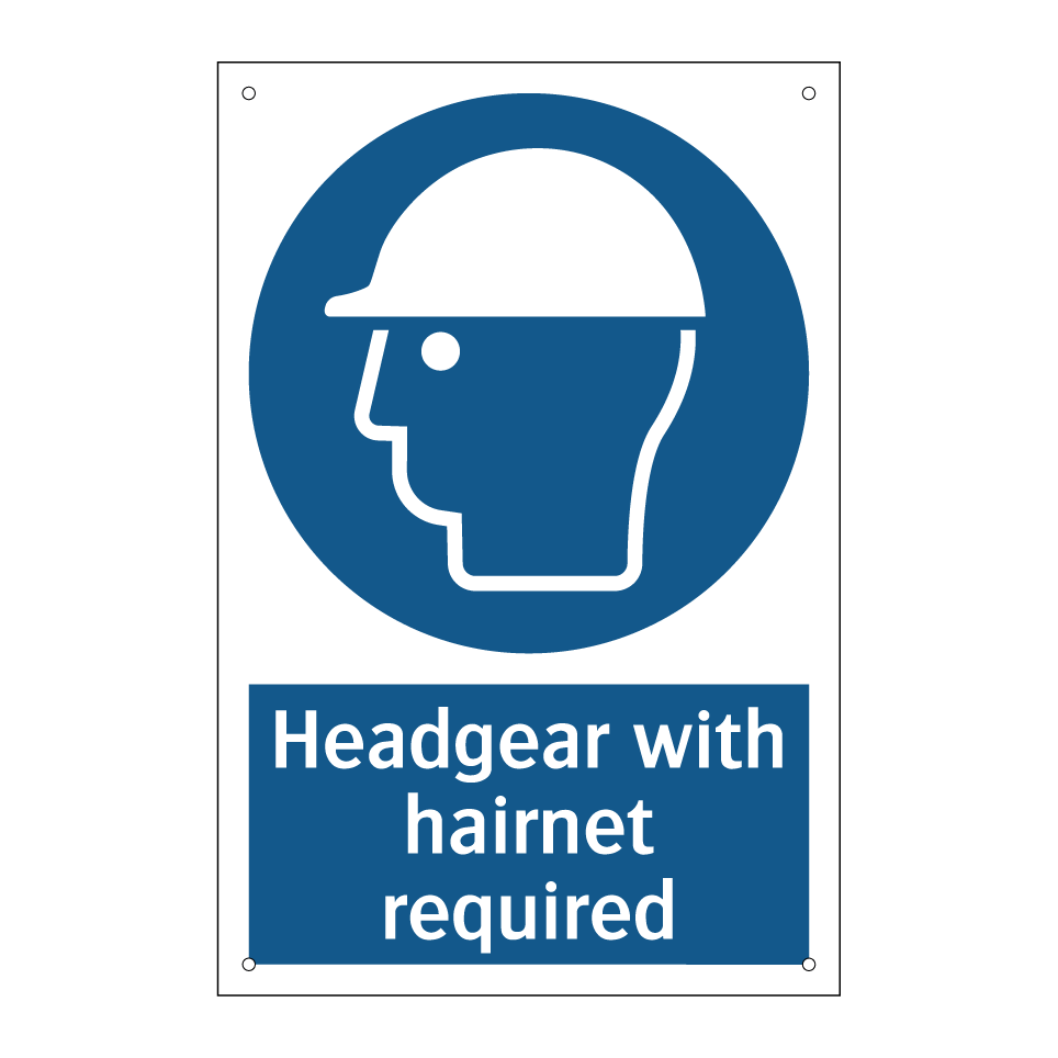 Headgear with hairnet required