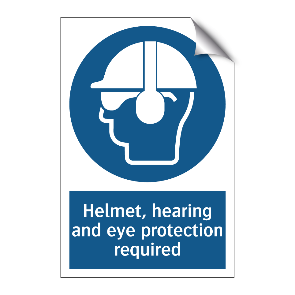 Helmet, hearing and eye protection required