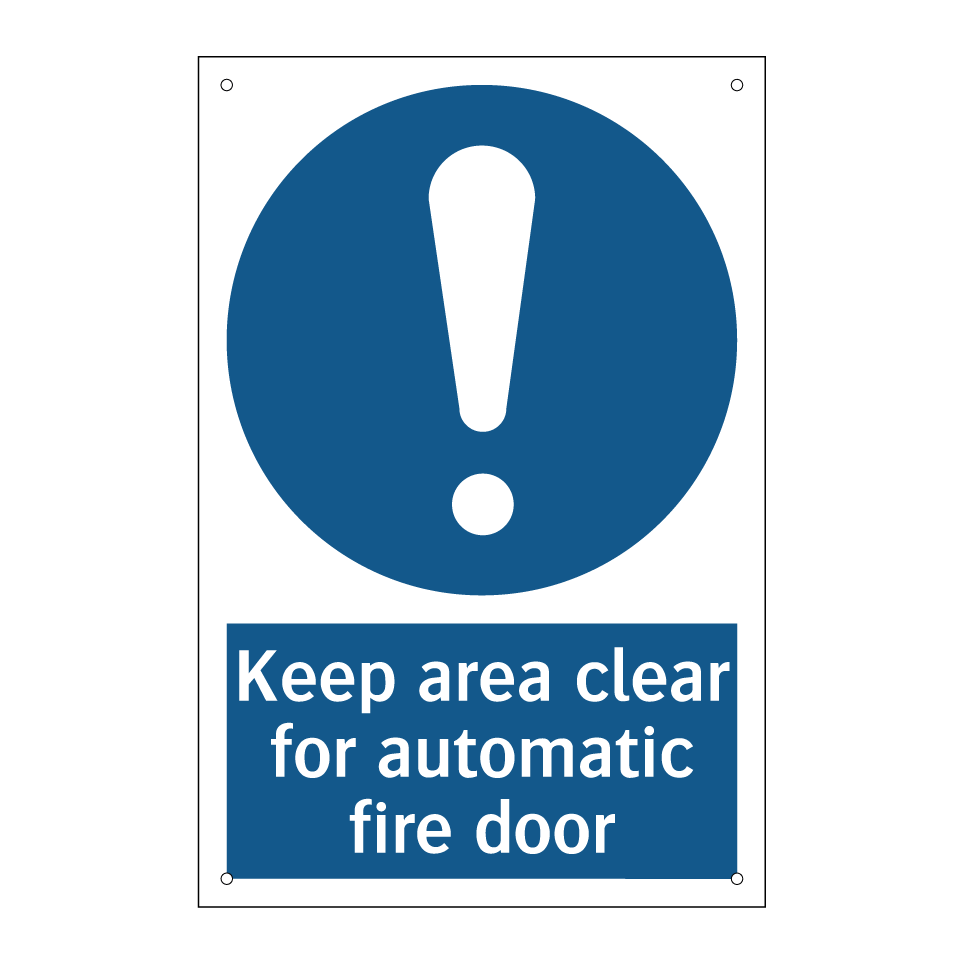Keep area clear for automatic fire door
