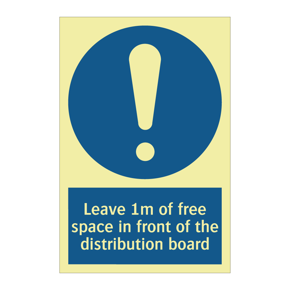 Leave 1m of free space in front of the distribution board