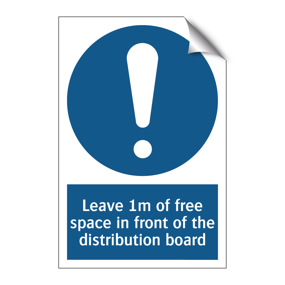 Leave 1m of free space in front of the distribution board