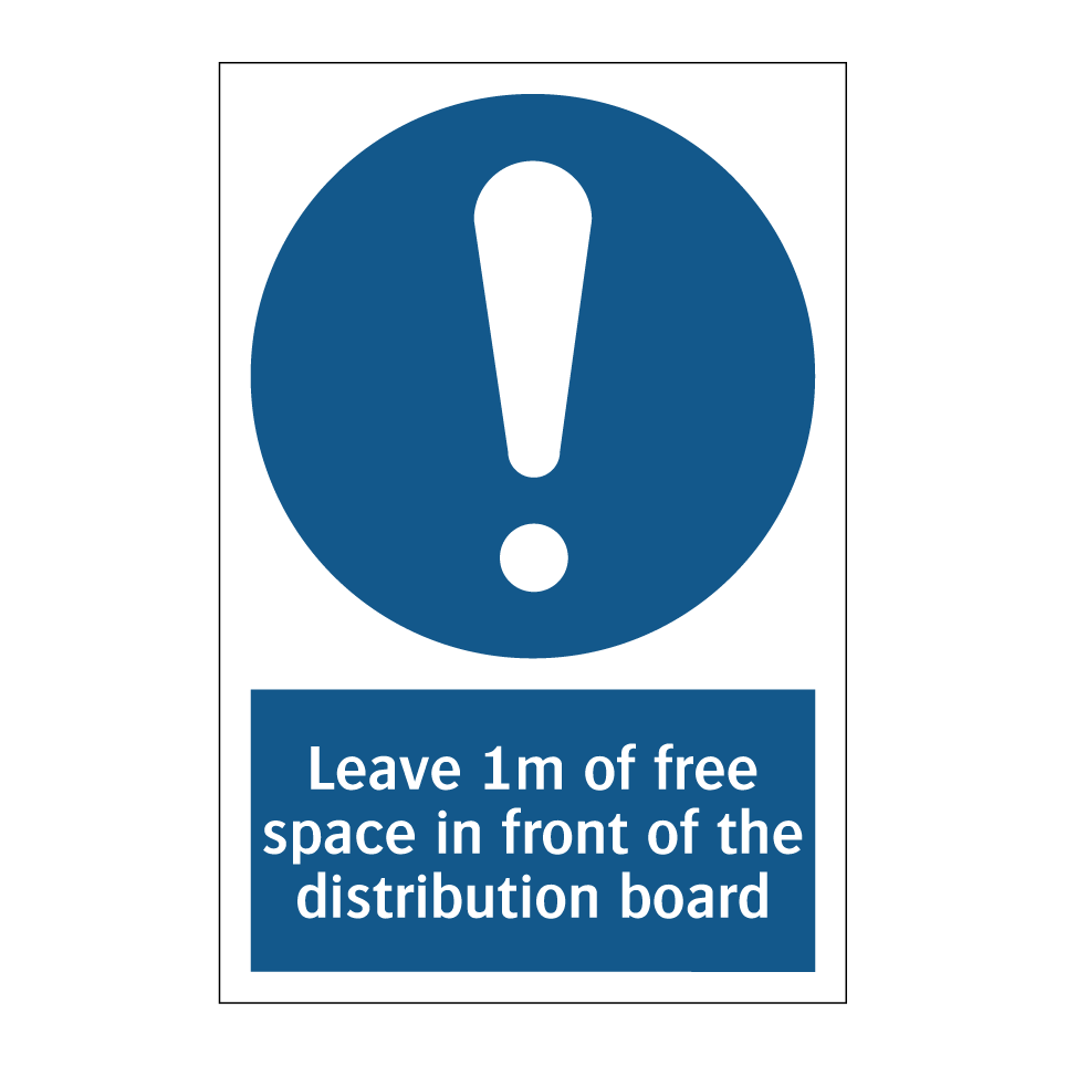 Leave 1m of free space in front of the distribution board