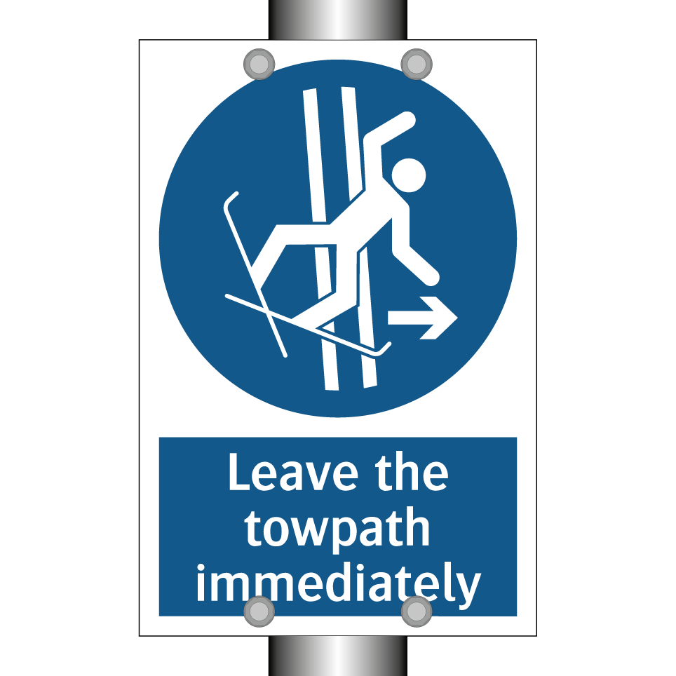 Leave the towpath immediately