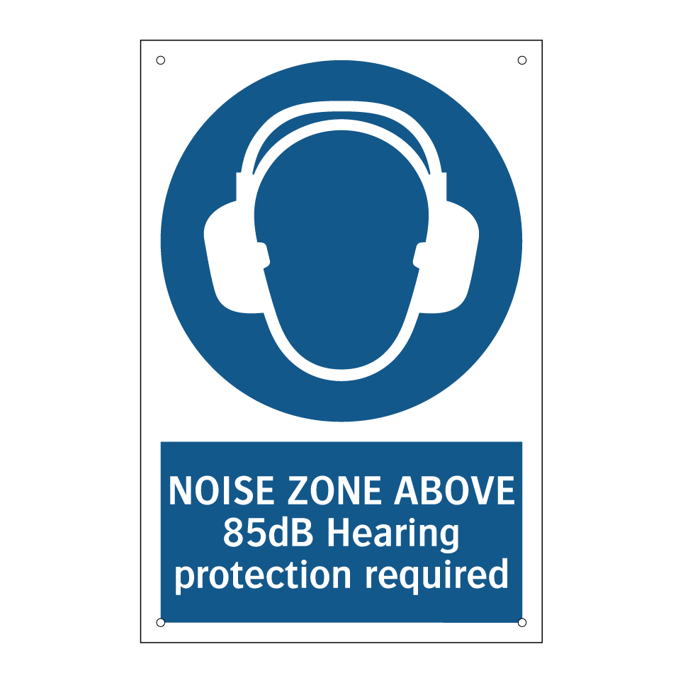 NOISE ZONE ABOVE 85dB Hearing protection required