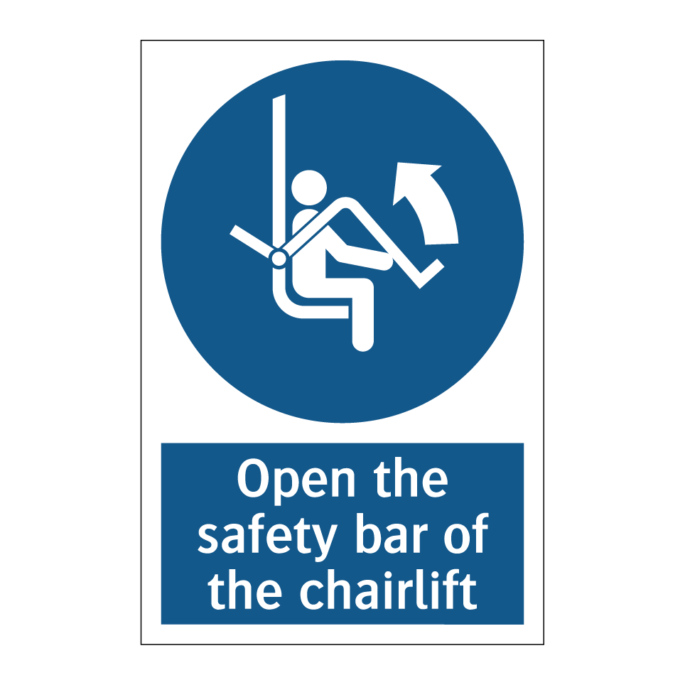 Open the safety bar of the chairlift