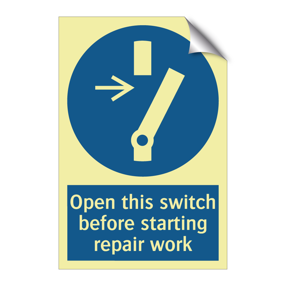 Open this switch before starting repair work