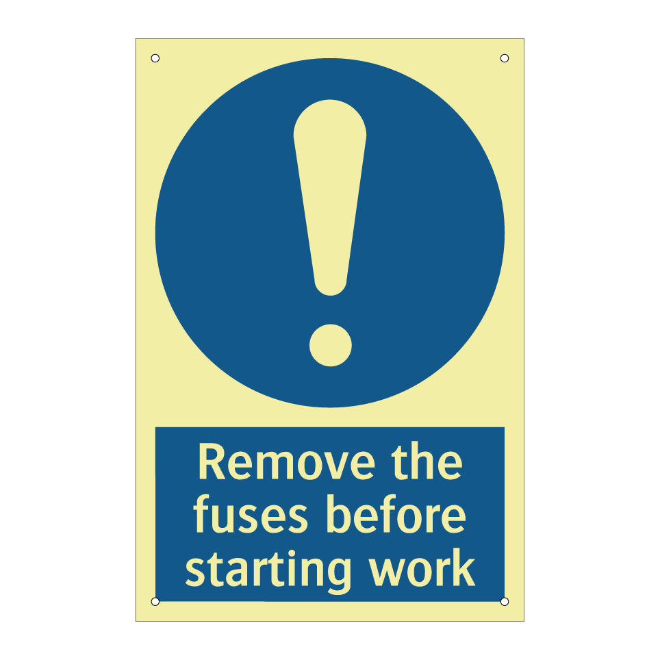 Remove the fuses before starting work