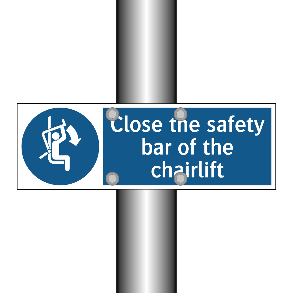 Close the safety bar of the chairlift
