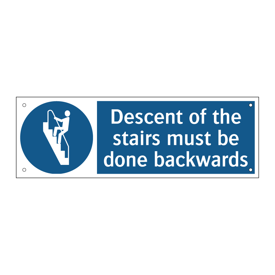 Descent of the stairs must be done backwards
