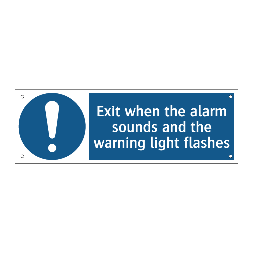 Exit when the alarm sounds and the warning light flashes