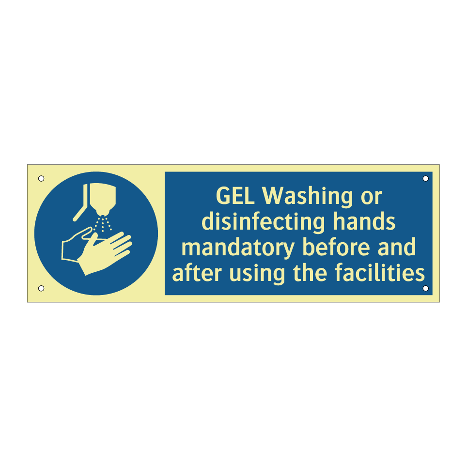 GEL Washing or disinfecting hands mandatory before and after using the facilities