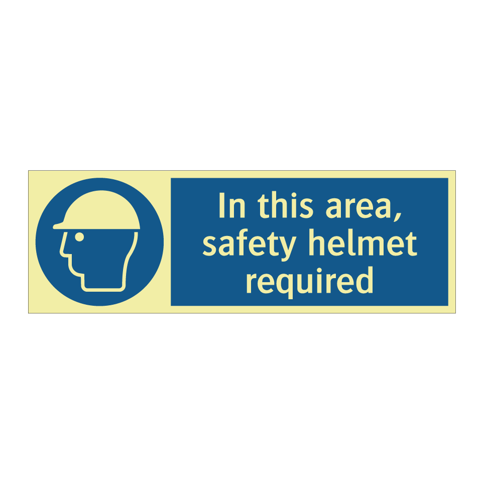 In this area, safety helmet required