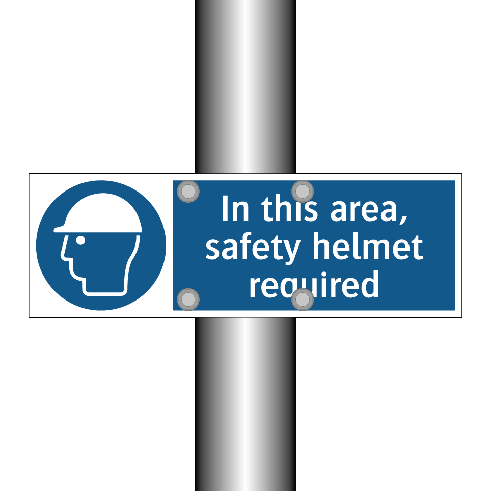 In this area, safety helmet required