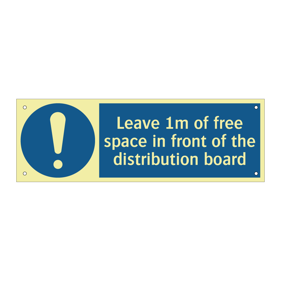 Leave 1m of free space in front of the distribution board