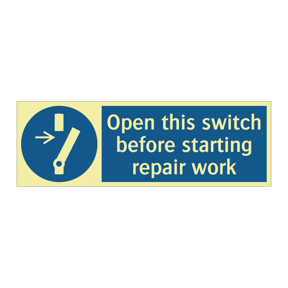 Open this switch before starting repair work