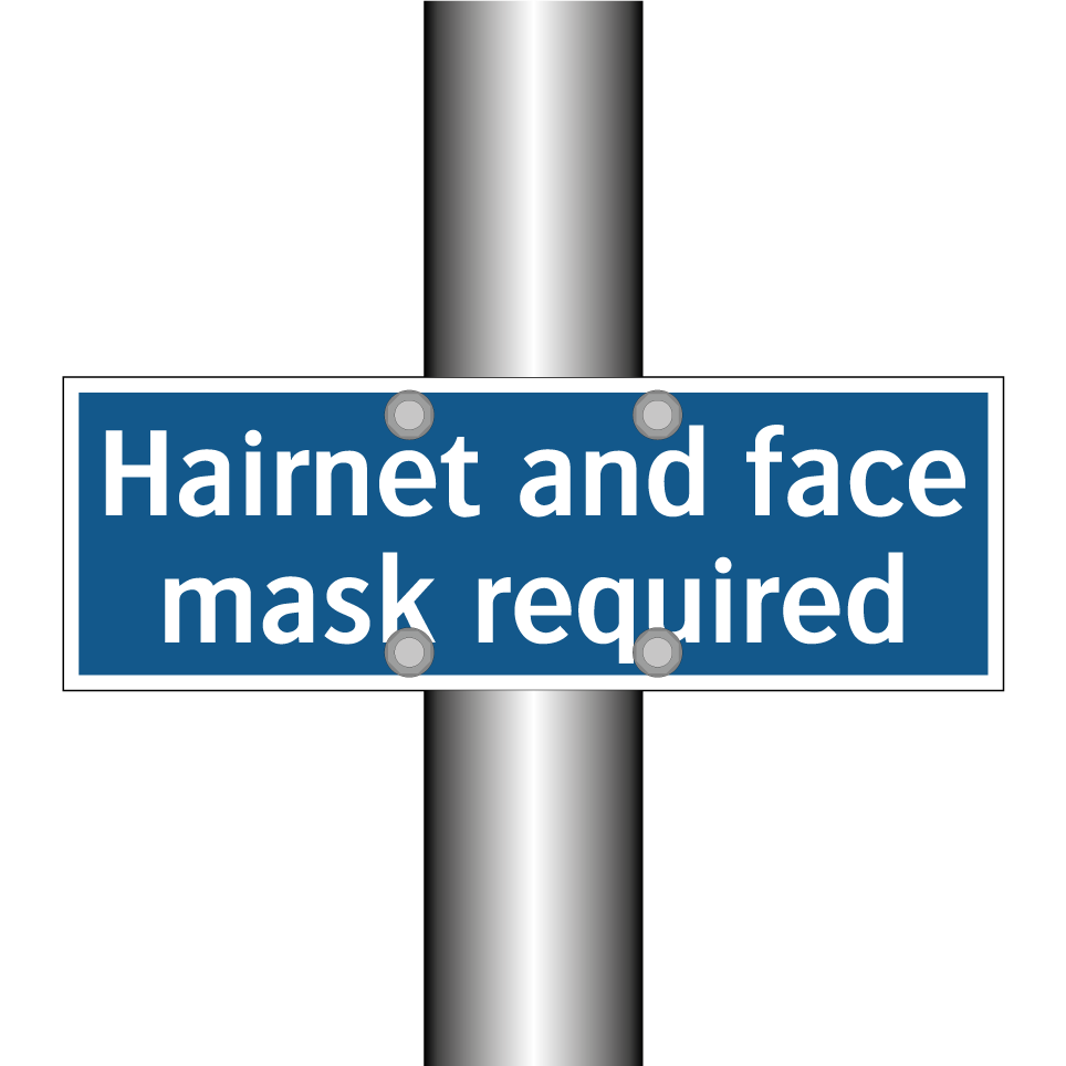 Hairnet and face mask required