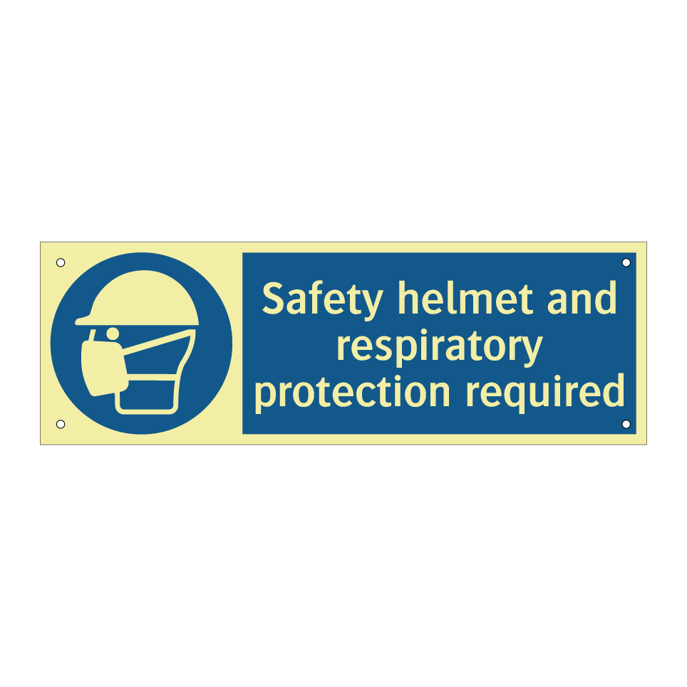 Safety helmet and respiratory protection required