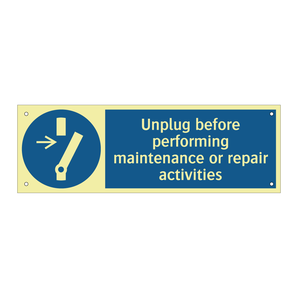 Unplug before performing maintenance or repair activities