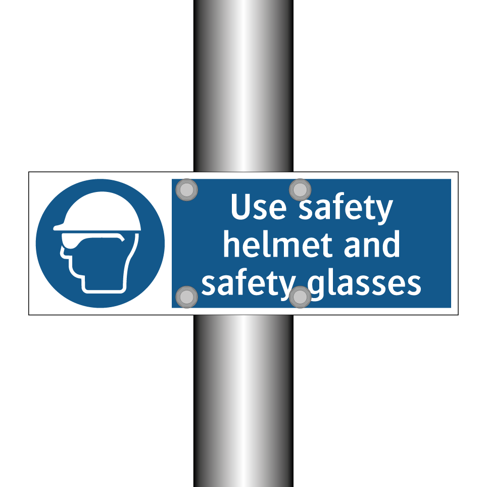 Use safety helmet and safety glasses