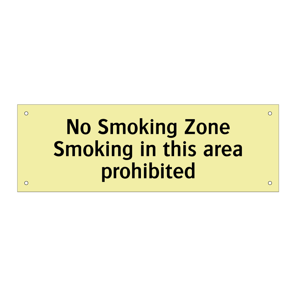 No Smoking Zone Smoking in this area prohibited