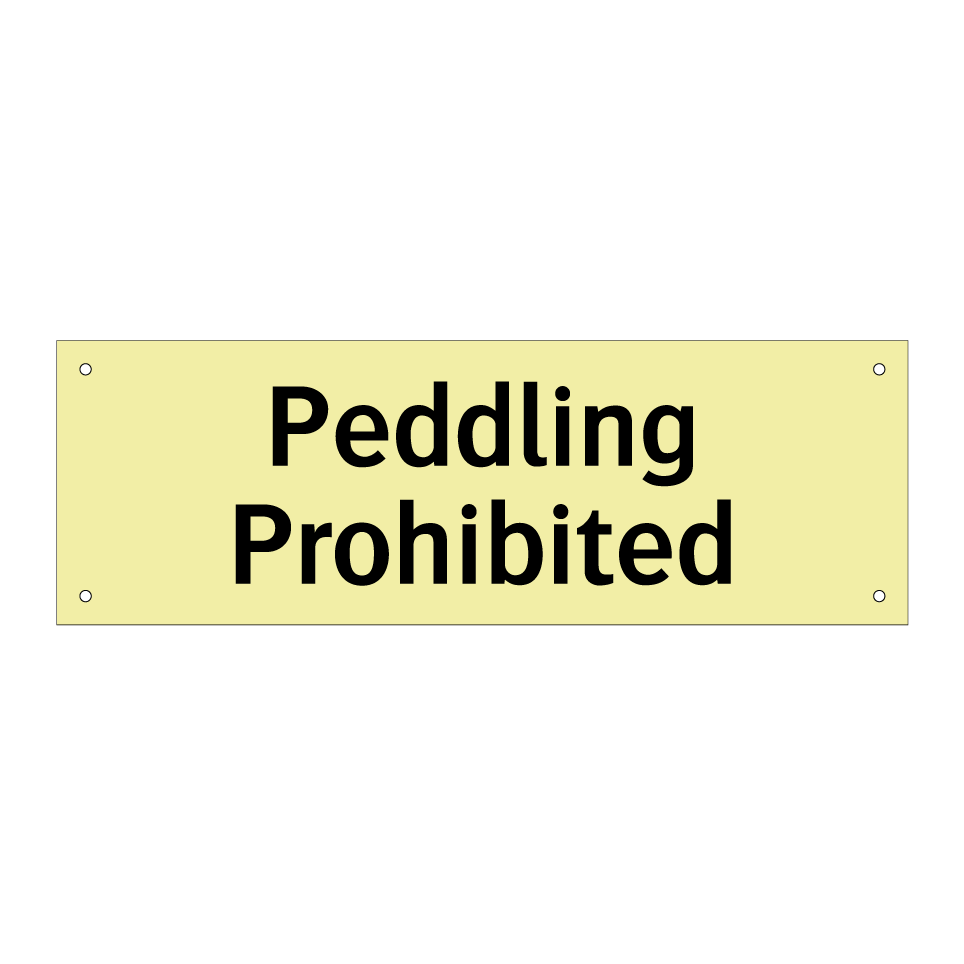 Peddling Prohibited